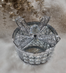 Dekora�n� kamienkov� krabi�ka okr�hla strieborn�