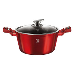 Kastr�l s mramorov�m povrchom a pokrievkou 24 cm Burgundy Metallic Line