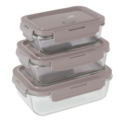 D�za na potraviny so sklenen�m vekom sada 3 ks Taupe Collection