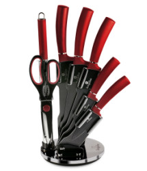 Sada no�ov v stojane s nepri�nav�m povrchom 8 ks Burgundy Metallic Line