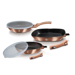 Sada panv�c s odn�mate�nou rukov�ou 5 ks Rosegold Metallic Line steak