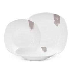 Jed�lensk� s�prava tanierov 18 ks Taupe Collection bielo-siv�