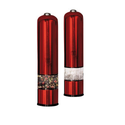 Mlyn�ek na korenie a so� elektrick� sada 2 ks Burgundy Metallic Line