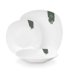 Jed�lensk� sada tanierov 18 ks Matte Green Collection biela-zelen�