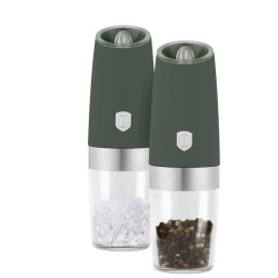 Mlyn�ek na korenie a so� gravita�n� s�prava 2 ks Matte Green Collection